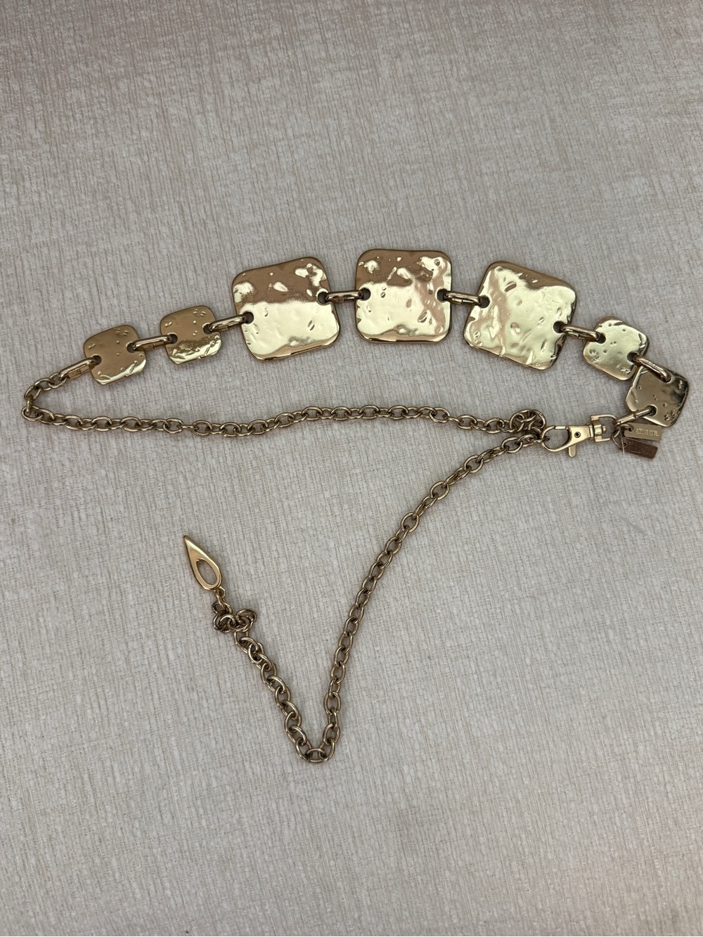 Chico’s Gold-Tone Hammered Square Link Belt